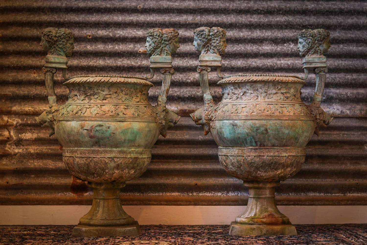 A Pair Of Substantial Bronze Urns